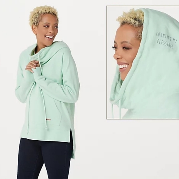 Peace Love World Tops - Peace Love World affirmation hoodie AQUA